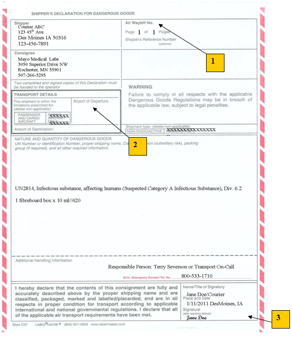Mayo Clinic Transporting Dangerous Goods Training Transport